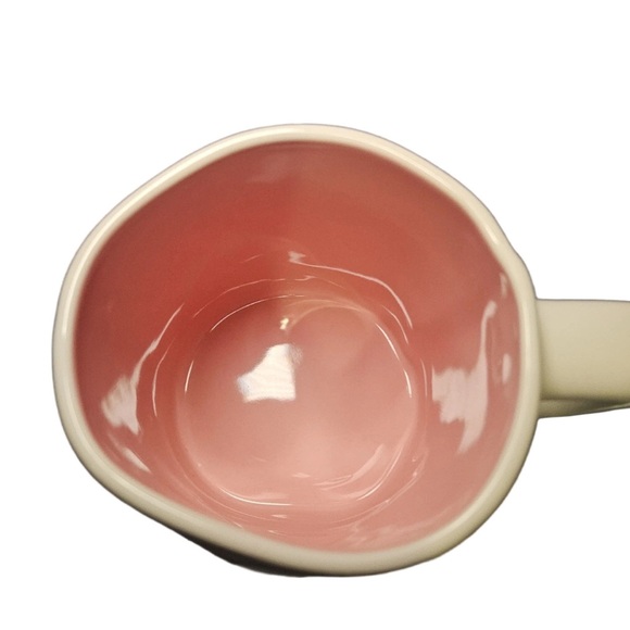Set of 2 Rae Dunn Pink and White Mugs with Cat Illustration - Picture 3 of 4